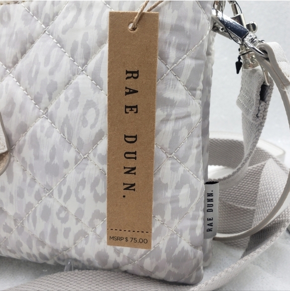 Rae Dunn Quilted Nylon Double Zip Crossbody Shoulder Bag Lightweight Design - Picture 9 of 13